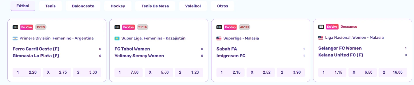 Apuestas en vivo en Slotspalace Casino